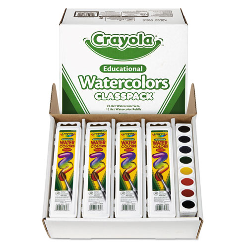 Watercolors, 8 Assorted Colors, Palette Tray, 36/Carton