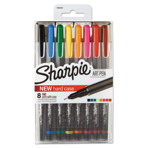 Sharpie® Art Pen with Hard Case, Fine Pt, 8/Set