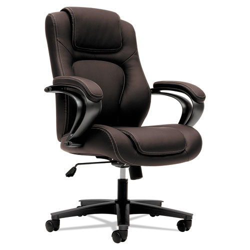 HVL402 Series Executive High-Back Chair, Supports up to 250 lbs., Brown Seat/Brown Back, Black Base