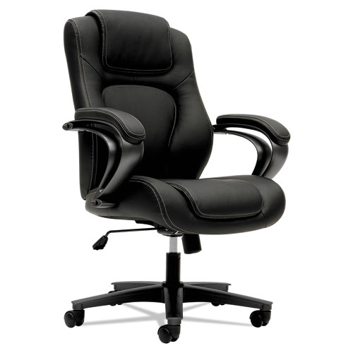 Hon® Hvl402 Series Executive High-Back Chair, Supports Up To 250 Lb, 17" To 21" Seat Height, Black Seat/Back, Iron Gray Base