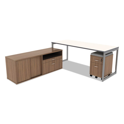 Image of Alera® Valencia Series Mobile Pedestal, Left/Right, 2-Drawers: Box/File, Legal/Letter, Modern Walnut, 15.88" X 19.13" X 22.88"