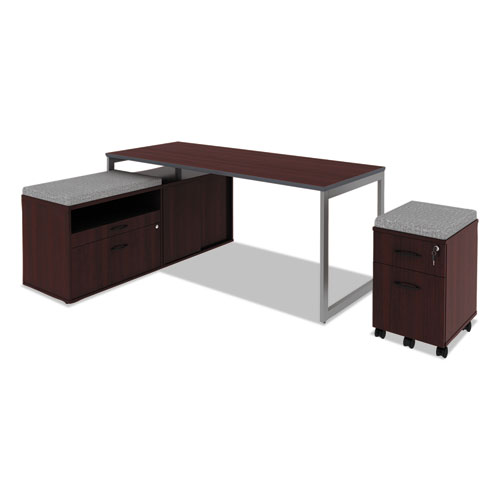 Image of Alera Open Office Desk Series Low File Cabinet Credenza, 2-Drawer: Pencil/File,Legal/Letter,1 Shelf,Mahogany,29.5x19.13x22.88