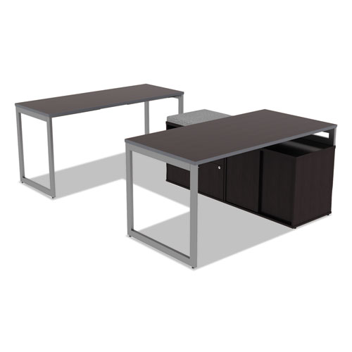 Image of Alera Open Office Desk Series Low File Cabinet Credenza, 2-Drawer: Pencil/File,Legal/Letter,1 Shelf,Espresso,29.5x19.13x22.88