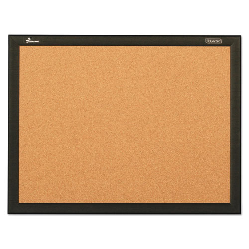 7195016511298 SKILCRAFT Quartet Cork Board, 24 x 18, Natural Tan Surface, Black Aluminum Frame
