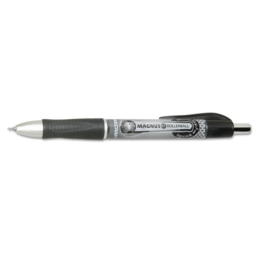 7520016539297 SKILCRAFT Needle Point Roller Ball Pen, Retractable, Fine 0.5 mm, Black Ink, Gray/Black/White Barrel, Dozen