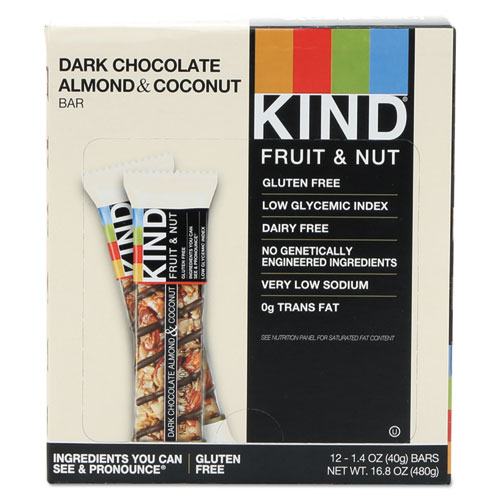 KIND Fruit and Nut Bars, Almond and Coconut, 1.4 oz, 12/Box