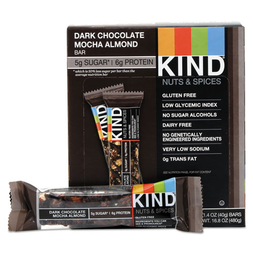 Image of Kind Nuts And Spices Bar, Dark Chocolate Mocha Almond, 1.4 Oz Bar, 12/Box