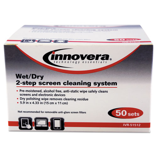 Innovera® Anti-Static Wet/Dry Sachet Pairs, White, 50 Sets/Box