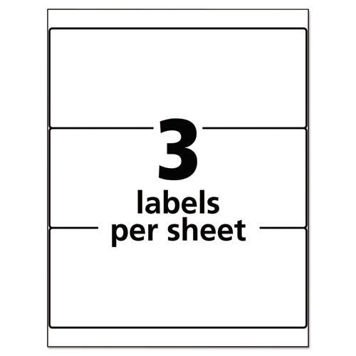 Image of Avery® Durable Permanent Id Labels With Trueblock Technology, Laser Printers, 3.25 X 8.38, White, 3/Sheet, 50 Sheets/Pack