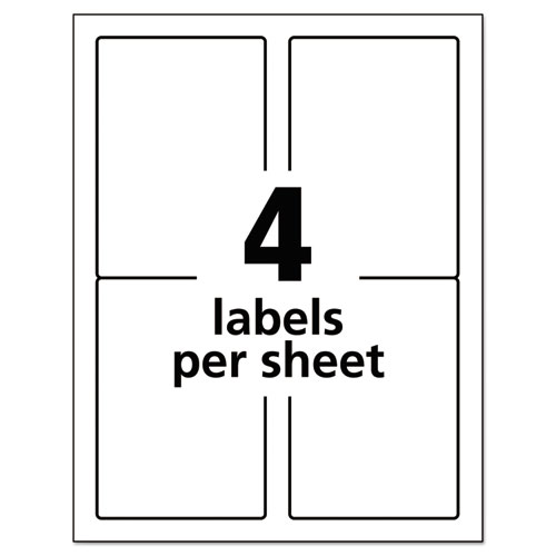 Durable Permanent ID Labels with TrueBlock Technology, Laser Printers, 3.5 x 5, White, 4/Sheet, 50 Sheets/Pack