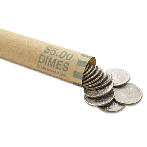 Nested Preformed Coin Wrappers, Dimes, $5.00, Green, 1000 Wrappers/box