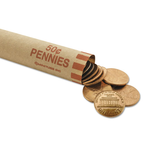 Nested Preformed Coin Wrappers, Pennies, $.50, Red, 1000 Wrappers/Box | by Plexsupply