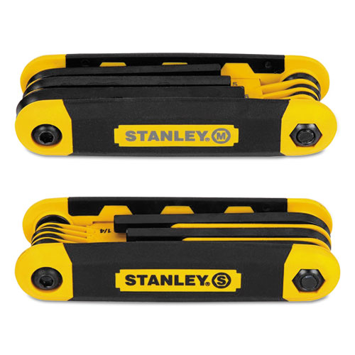 Stanley® Folding Metric And Sae Hex Keys, 2/Pack, Yellow/Black
