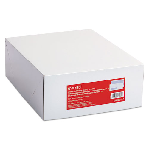 Self-Seal Business Envelope, #10, Square Flap, Self-Adhesive Closure, 4.13 x 9.5, White, 500/Box