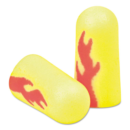 E A Rsoft Blasts Earplugs, Uncorded, Foam, Yellow Neon/red Flame, 200 Pairs