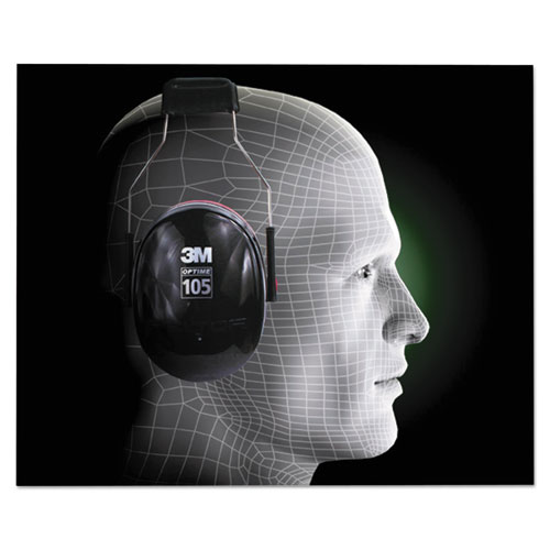 PELTOR OPTIME 105 High Performance Ear Muffs H10A, 30 dB NRR, Black/Red