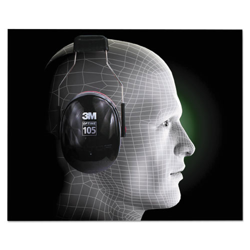 Image of 3M™ Peltor Optime 105 High Performance Ear Muffs H10A, 30 Db Nrr, Black/Red