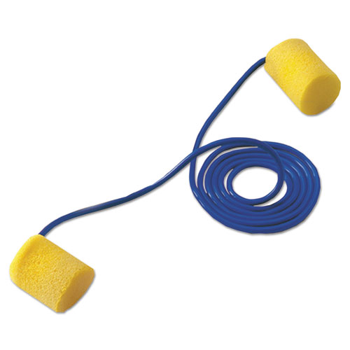 E-A-R Classic Earplugs, Corded, PVC Foam, Yellow, 200 Pairs/Box