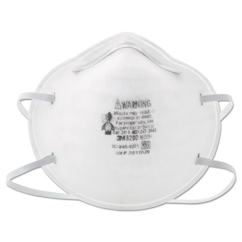 3M™ N95 Particle Respirator 8200 Mask, Standard Size, 20/Box