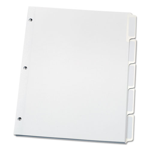 Image of Custom Label Tab Dividers with Self-Adhesive Tab Labels, 5-Tab, 11 x 8.5, White, 5 Sets