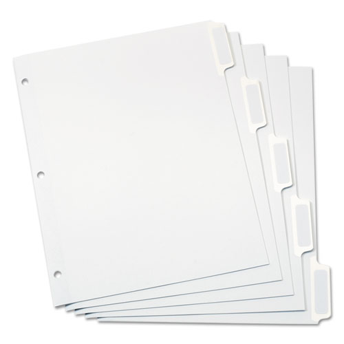 Custom Label Tab Dividers with Self-Adhesive Tab Labels, 5-Tab, 11 x 8.5, White, 25 Sets | by Plexsupply