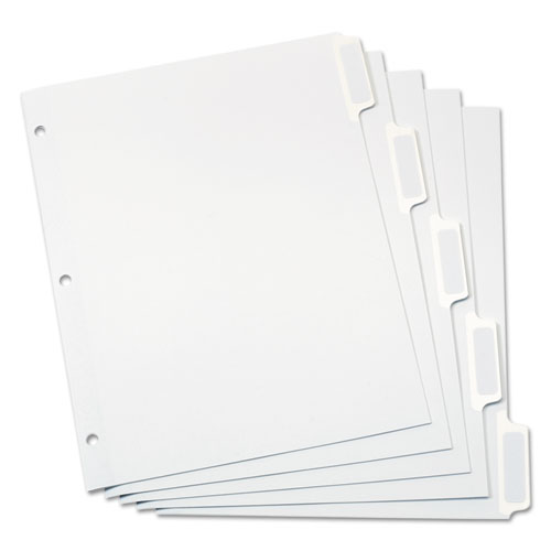 Oxford™ Custom Label Tab Dividers With Self-Adhesive Tab Labels, 5-Tab, 11 X 8.5, White, 5 Sets