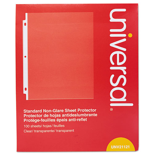 Universal® Standard Sheet Protector, Standard, 8 1/2 x 11, Clear, 100/Box