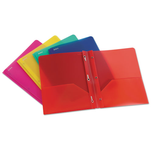Two-Pocket Portfolio, Tang Fastener, 0.5" Capacity, 11 x 8.5, Assorted Colors, 25/Box