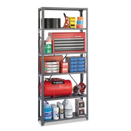 Heavy-Duty Industrial Steel Shelving, Six-Shelf, 36w x 12d, Dark Gray, Ships in 1-3 Business Days