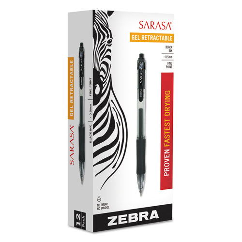 Zebra® Sarasa Retractable Gel Pen, Assorted Ink, Medium, 10/Pack