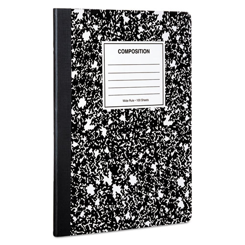 Image of Composition Book, Wide/Legal Rule, Black Marble Cover, 9.75 x 7.5, 100 Sheets