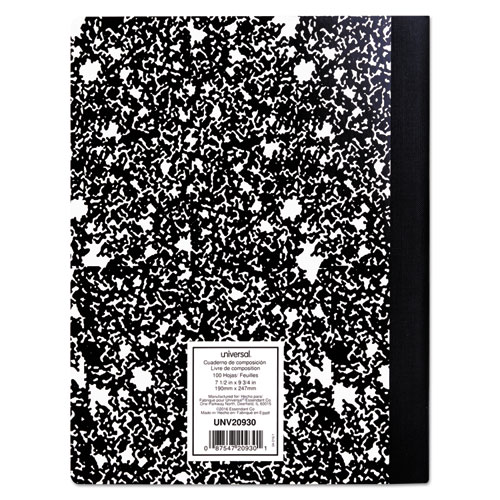 Image of Composition Book, Wide/Legal Rule, Black Marble Cover, 9.75 x 7.5, 100 Sheets