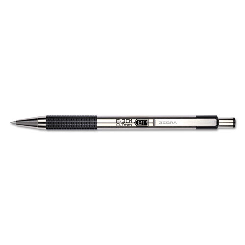 Zebra® F-301 Ballpoint Retractable Pen, Black Ink, Fine
