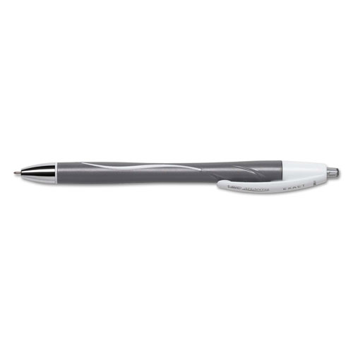 Image of Bic® Glide Exact Ballpoint Pen, Retractable, Fine 0.7 Mm, Black Ink, Black Barrel, Dozen