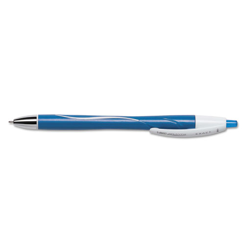 Atlantis Exact Retractable Ballpoint Pen, Fine 0.7mm, Blue Ink/Barrel, Dozen | by Plexsupply