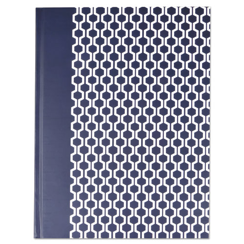 Universal® Casebound Hardcover Notebook, 1-Subject, Wide/Legal Rule, Dark Blue/White Cover, (150) 10.25 X 7.63 Sheets