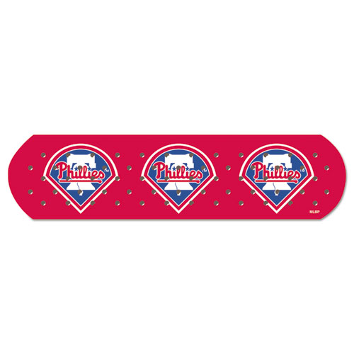 CureIt MLB Adhesive Bandages, Philadelphia Phillies, 1" x 3", 50/Box