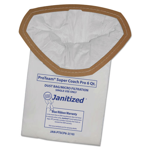 Janitized® Vacuum Filter Bags Designed To Fit Proteam Super Coach Pro 6/Gofree Pro, 100/Carton