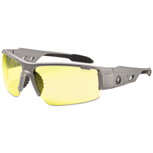 Skullerz Dagr Safety Glasses, Matte Gray Frame/Yellow Lens, Nylon/Polycarb