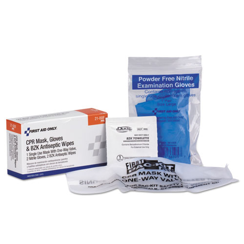 Image of First Aid Only™ Cpr Mask With Gloves And Wipes, 2 Gloves, 2 Wipes