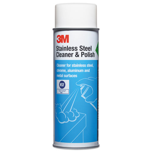 3M™ Stainless Steel Cleaner and Polish, Lime Scent, Foam, 21 oz Aerosol Spray, 12/Carton