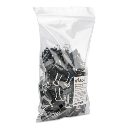Binder Clips in Zip-Seal Bag, Mini, Black/Silver, 144/Pack