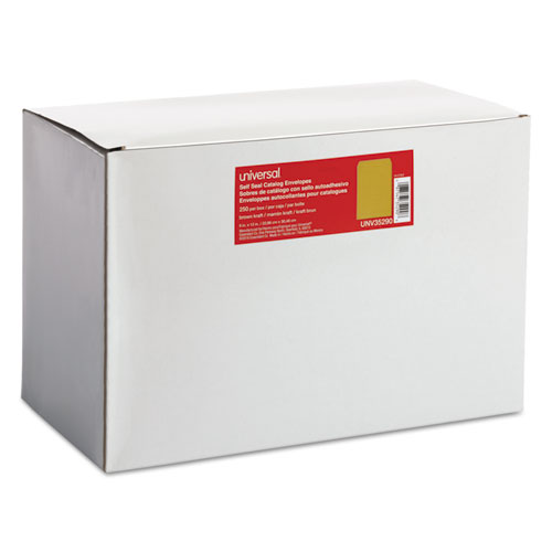 Self-Stick Open-End Catalog Envelope, #10 1/2, Square Flap, Self-Adhesive Closure, 9 x 12, Brown Kraft, 250/Box