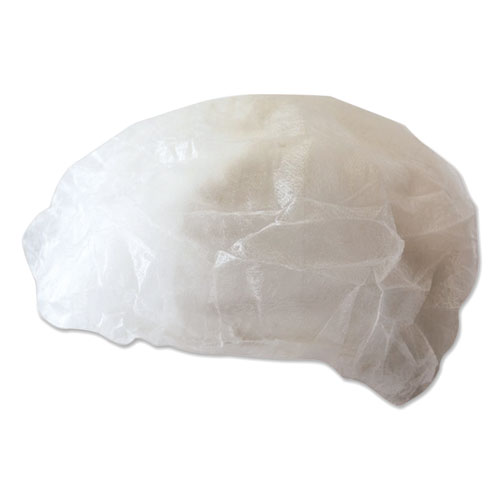 Boardwalk® Disposable Bouffant Caps, 19", Medium, White, 100/Pack