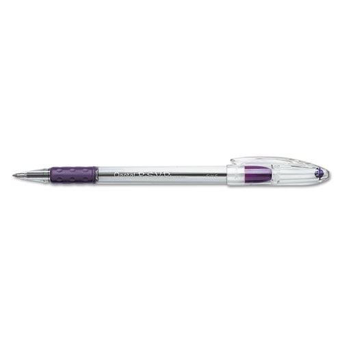 Image of Pentel® R.S.V.P. Ballpoint Pen, Stick, Fine 0.7 Mm, Violet Ink, Clear/Violet Barrel, Dozen