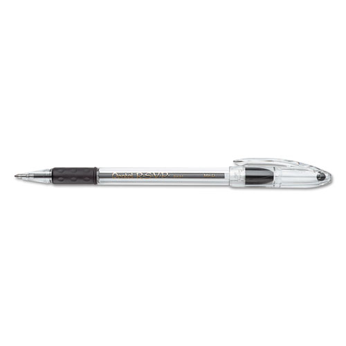 R.S.V.P. Stick Ballpoint Pen, Medium 1mm, Black Ink, Translucent Barrel, Dozen