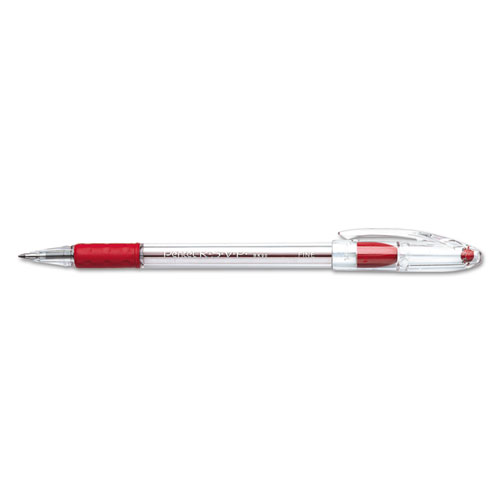 Image of Pentel® R.S.V.P. Ballpoint Pen, Stick, Fine 0.7 Mm, Red Ink, Clear/Red Barrel, Dozen