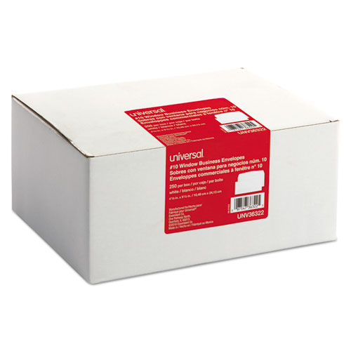 Business Envelope, #10, Commercial Flap, Gummed Closure, 4.13 x 9.5, White, 250/Box
