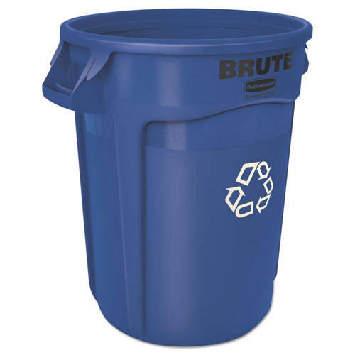 Rubbermaid® Commercial Brute Recycling Container, Round, 32 gal, Blue