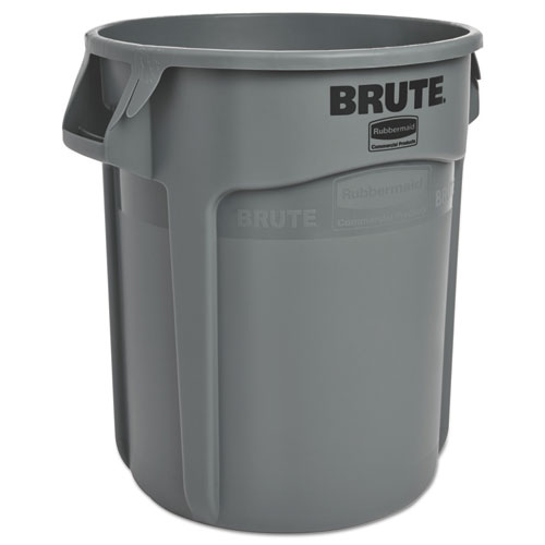 Image of Vented Round Brute Container, 20 gal, Plastic, Gray
